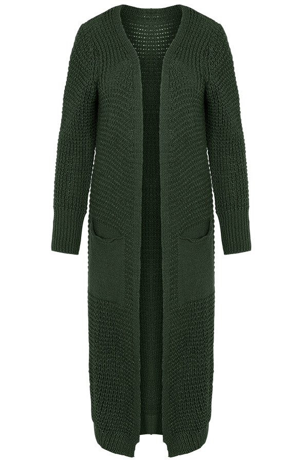 Lang-Gebreid-Vest-Groen