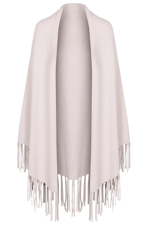 Poncho-Sjaal-Fringe-Creme