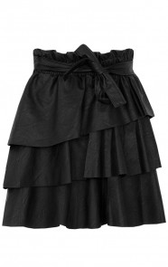 Leren-Ruffle-Rok-Zwart