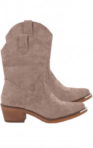 Suede-Cowboylaarzen-Metallic-Taupe