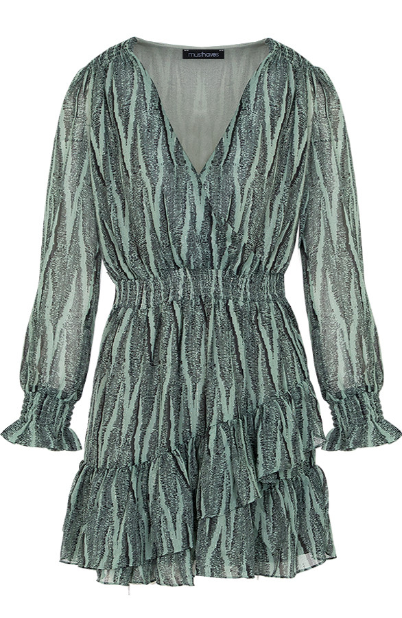 Zebra-Laagjes-Jurk-Turquoise