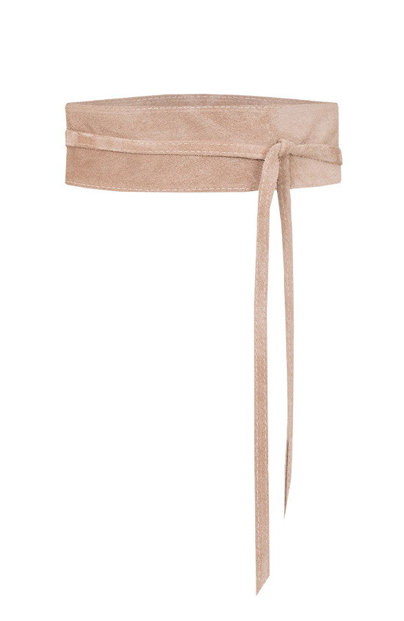 Suede-Wikkelriem-Beige