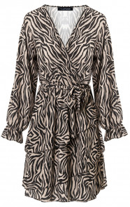 Zebraprint-Laagjes-Jurk-Zwart-Beige