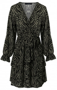 Zebraprint-Laagjes-Jurk-Zwart-Groen