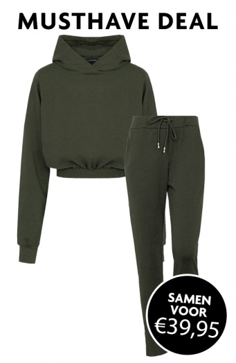 Joggingpak-Dames-Cropped-Legergroen