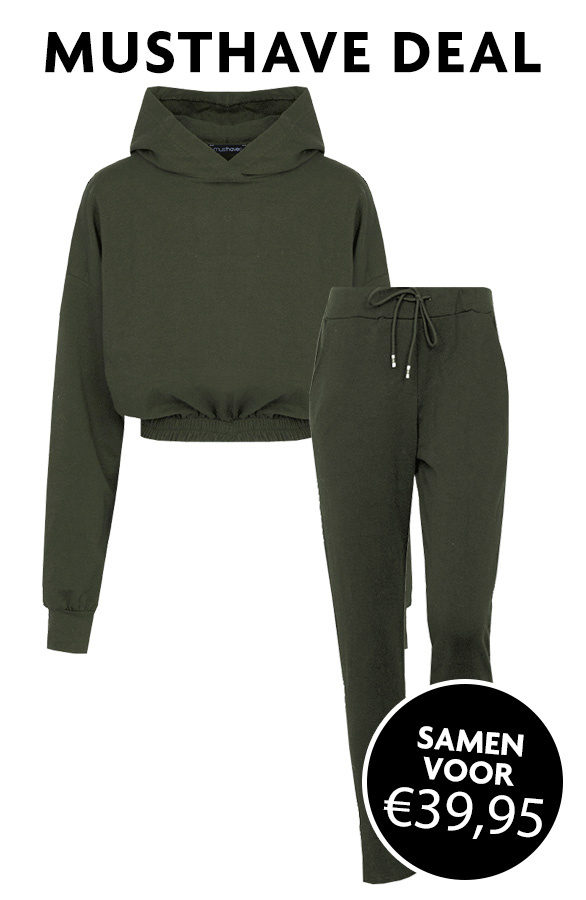Joggingpak-Dames-Cropped-Legergroen