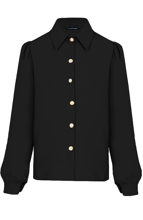 Blouse-Met-Gouden-Knopen-Zwart