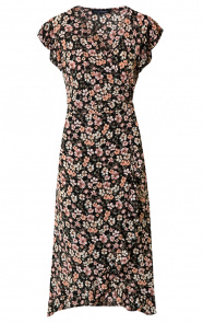 Bloemen-Jurk-Midi-Zwart