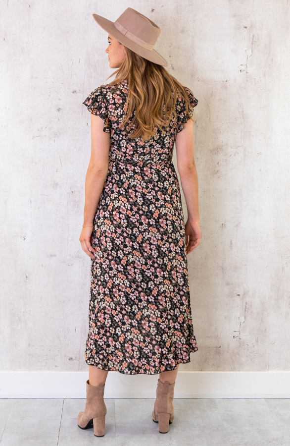 Bloemen-Jurk-Midi-Zwart-4