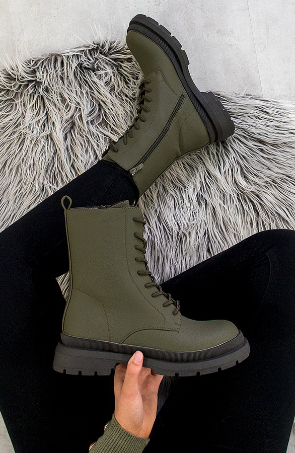 Biker-Veterboots-Mat-Army
