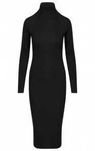 Ribstof-Jurk-Met-Col-Zwart