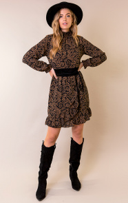 Col-Jurk-Overslag-Paisley-Cognac
