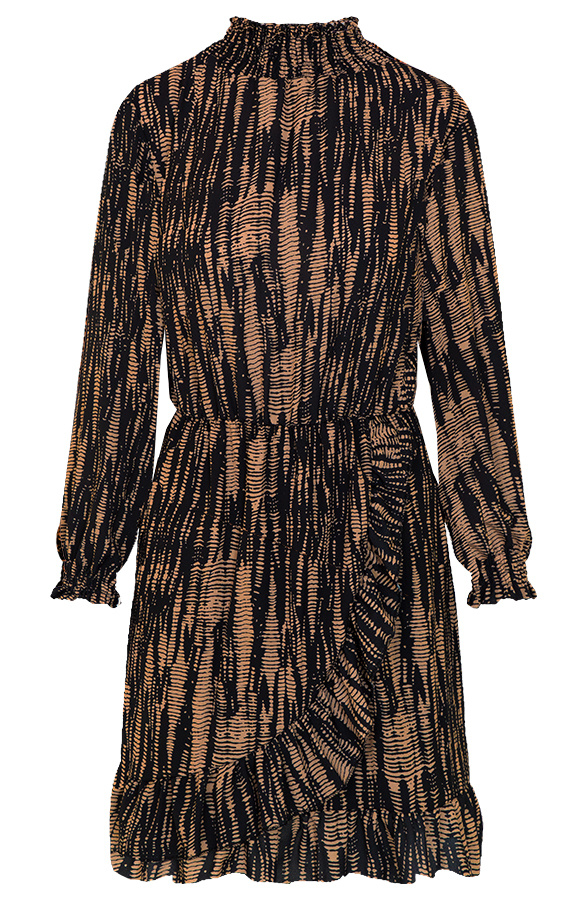 Col-Jurk-Overslag-Print-Deluxe-Cognac
