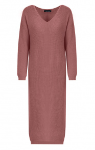 Gebreide-Jurk-Met-V-hals-Dust-Roze