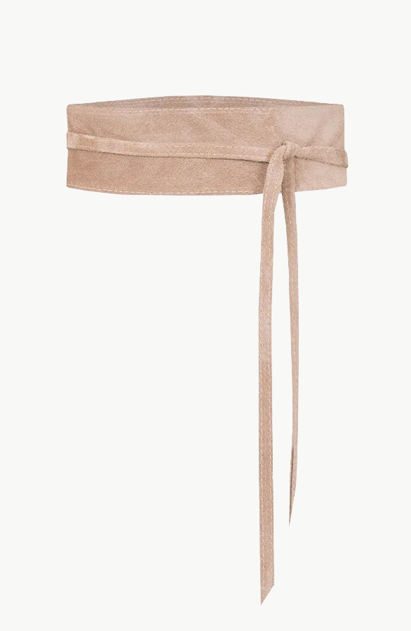 Suede-Wikkelriem-Beige