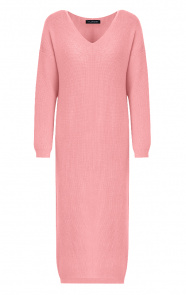 Gebreide-Jurk-Met-V-hals-Dust-Roze-1