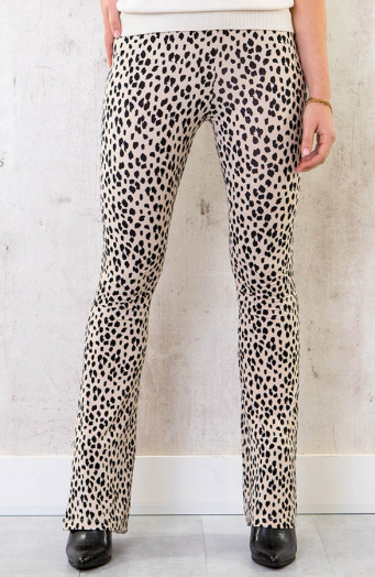 Ausgestellte Hose mit Leopardenmuster in Creme