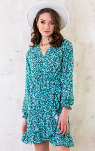 Flower-Overslag-Jurk-Mint-3