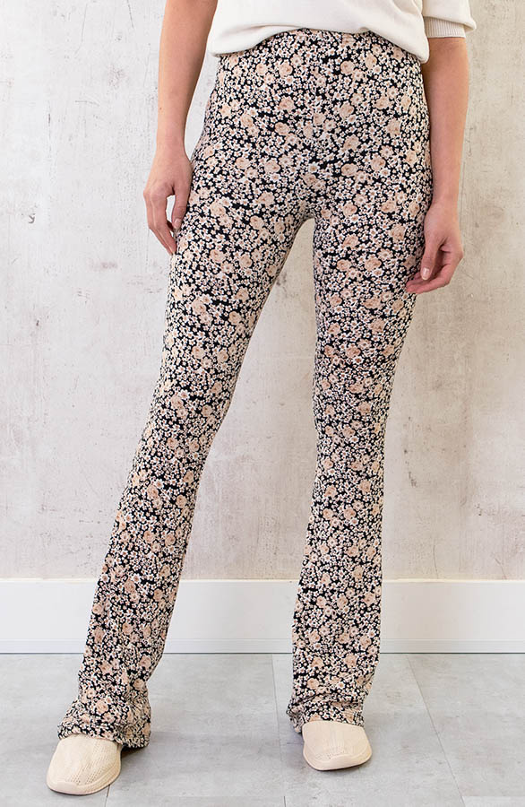 Flared-Broek-Bloemen-Dark-Beige-4