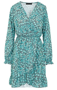 Flower-Overslag-Jurk-Mint