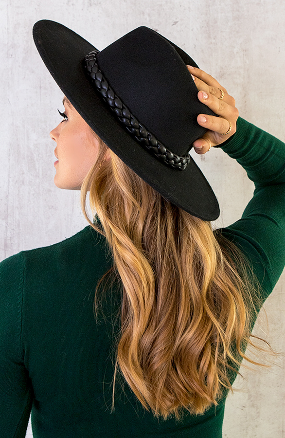 Leather-Braid-Hat-Black