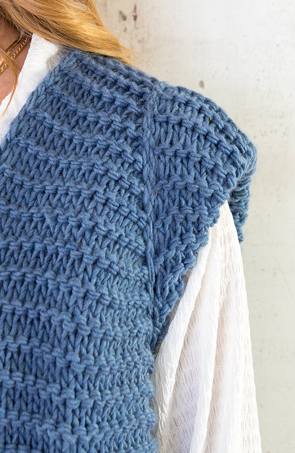 Gebreid-Gilet-Jeansblauw