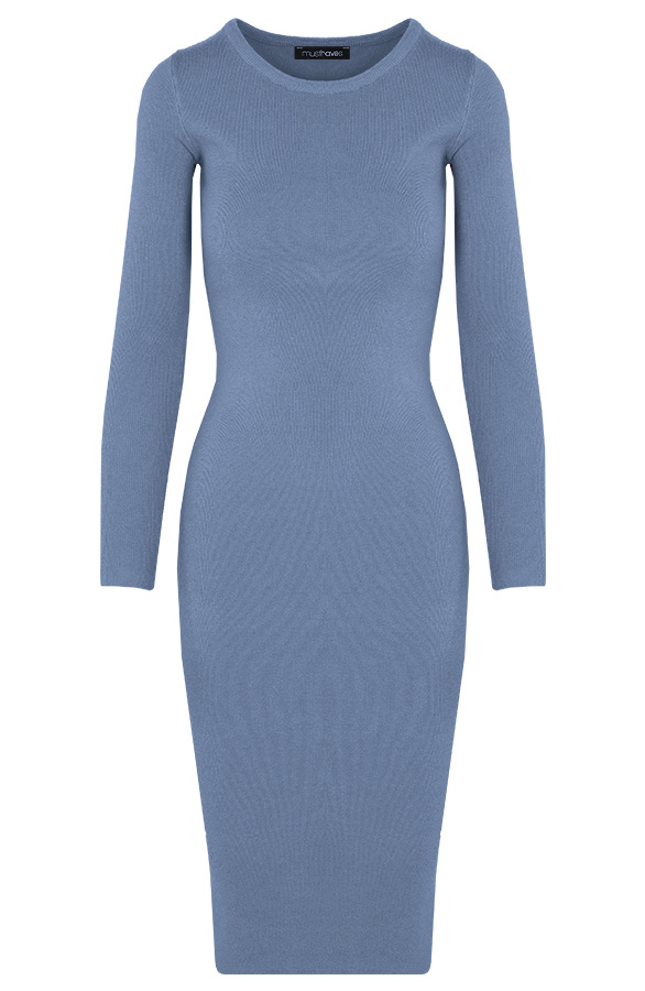 Midi-Stretch-Dress-Jeansblauw-1