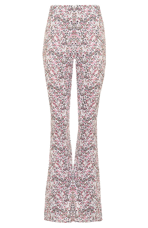 Flared-Broek-Bloemen-Creme-Roze