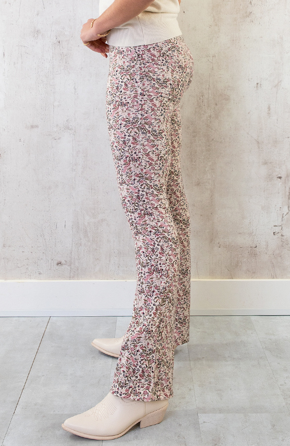 Flared-Broek-Bloemen-Creme-Roze-1