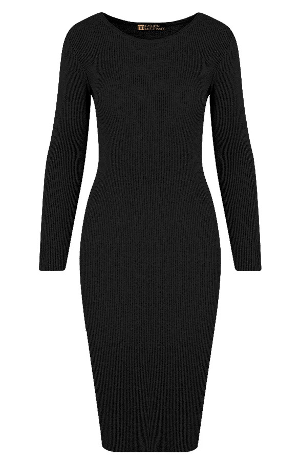 Round-Neck-Stretch-Dress-Black