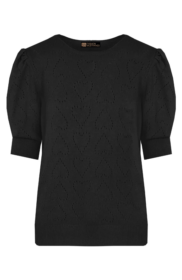 hartjes-knitted-pofmouwen-top-zwart