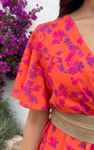Florence-Flower-Print-Jurk-Oranje-Paars-1