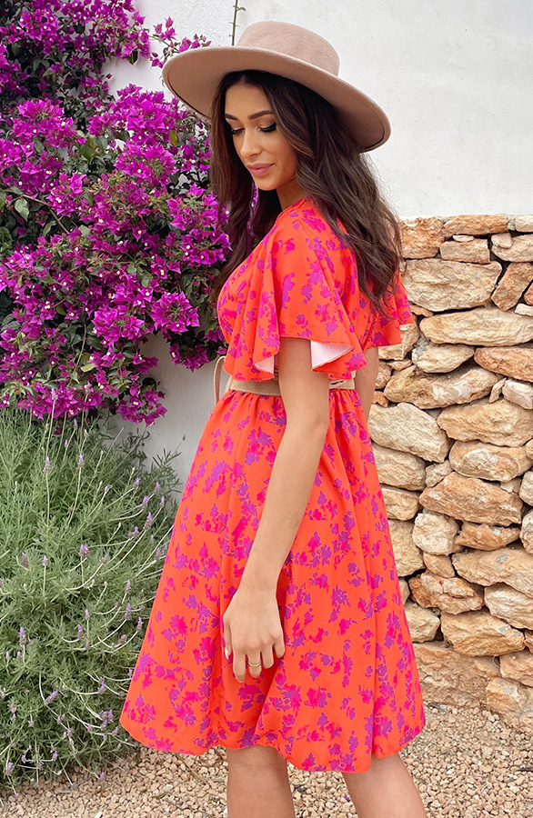 Florence-Flower-Print-Jurk-Oranje-Paars-7