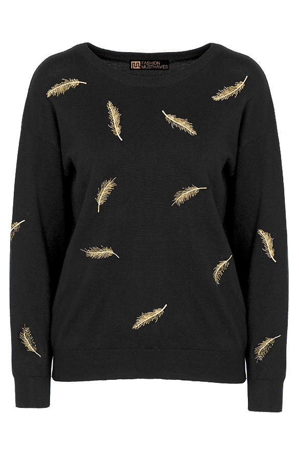 Metallic-Feather-Trui-zwart
