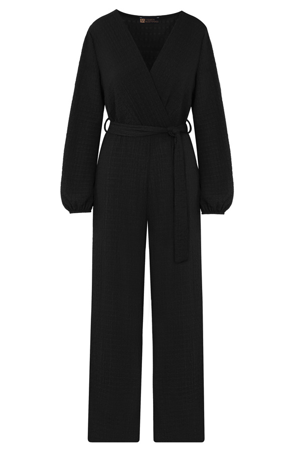 Smocked-Jumpsuit-V-hals-Zwart-23
