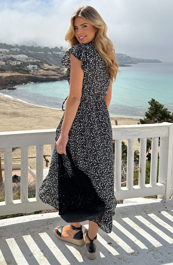 Floral-Midi-Jurk-Zwart-3
