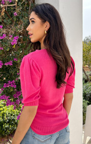 Knitted-Top-Met-Pofmouwen-Fuchsia44-1