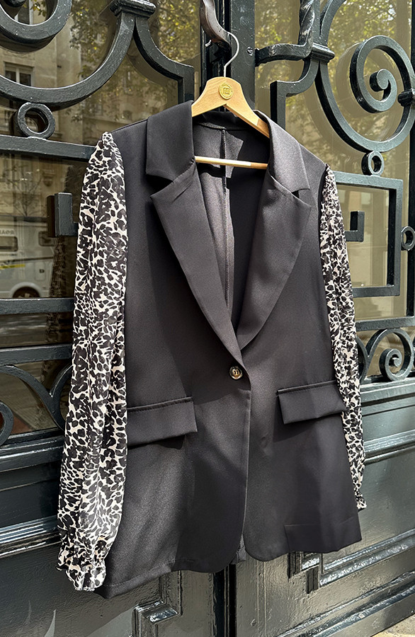 Blazer-Panter-Pofmouwen-Zwart-1