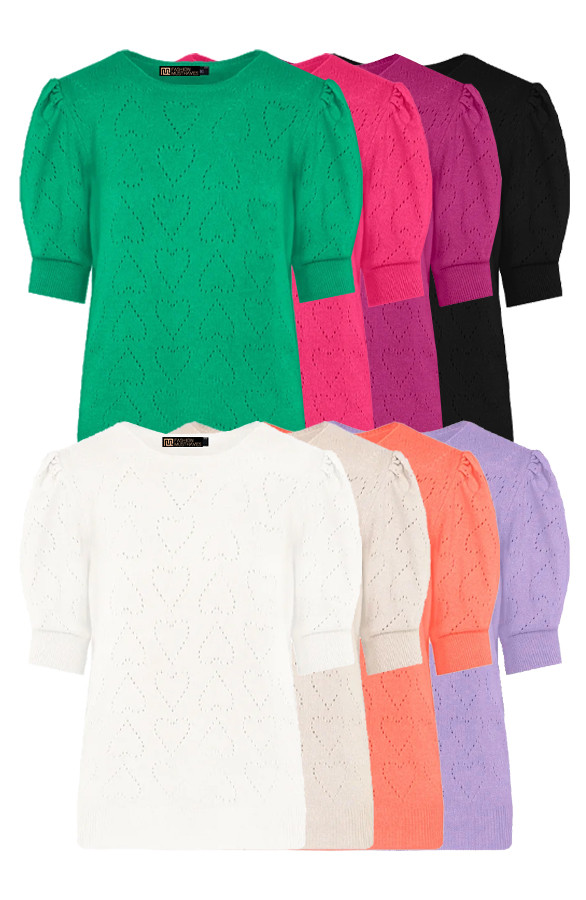 Musthave-Deal-Hartjes-Knitted-Pofmouwen-Tops-Zonder-tekst
