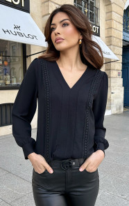Romantic-V-Hals-Blouse-Zwart-6-3