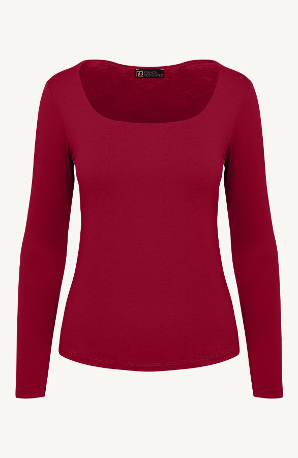 Essence-Long-Sleeve-Square-Neck-Burgundy