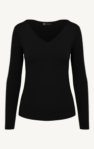 Essence-Long-Sleeve-V-Neck-Zwart