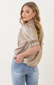 Ruffle-Top-Met-Pofmouwen-Metallic-Goud-1