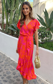 Flower-Jurk-Midi-Fuchsia-Oranje-2