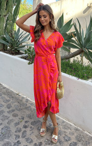Flower-Jurk-Midi-Fuchsia-Oranje-6