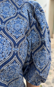 Katoenen-Paisley-Pofmouwen-Blouse-Navy