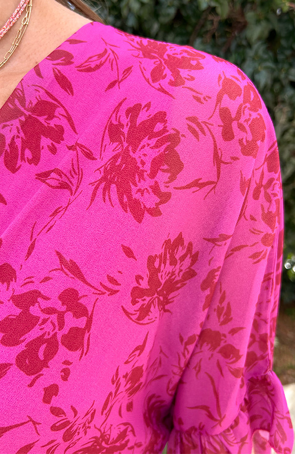 Ruffle-Laagjes-Jurk-Floral-Fuchsia-1