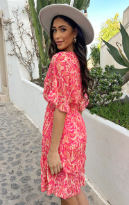 Ruffle-Laagjes-Jurk-La-Palma-Koraal-3