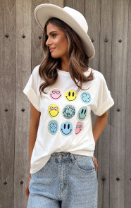 T-Shirt-Smiley-Print-Ecru-2