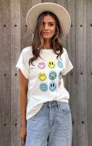 T-Shirt-Smiley-Print-Ecru-3